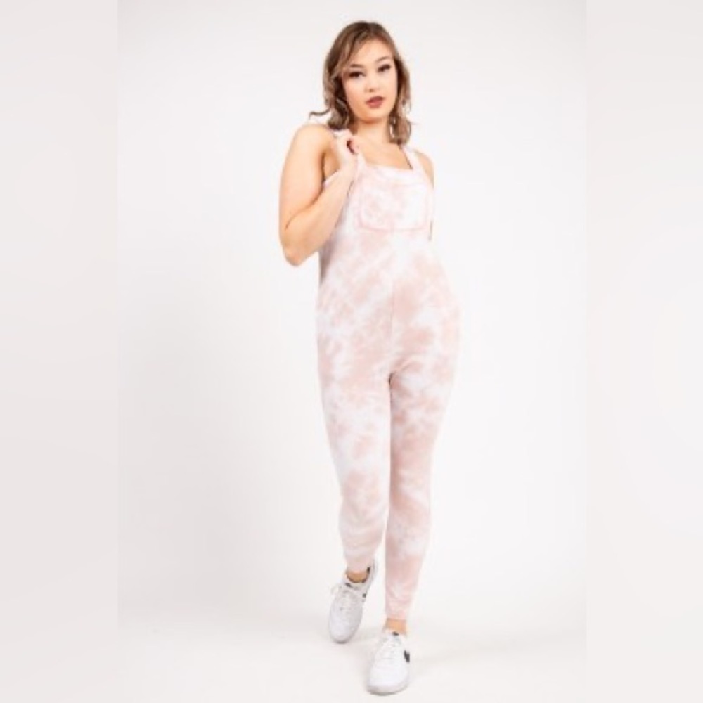 Smash + Tess Pink & White Tie Dye Romperalls in Candy Cotton Sky Jumpsuit XS